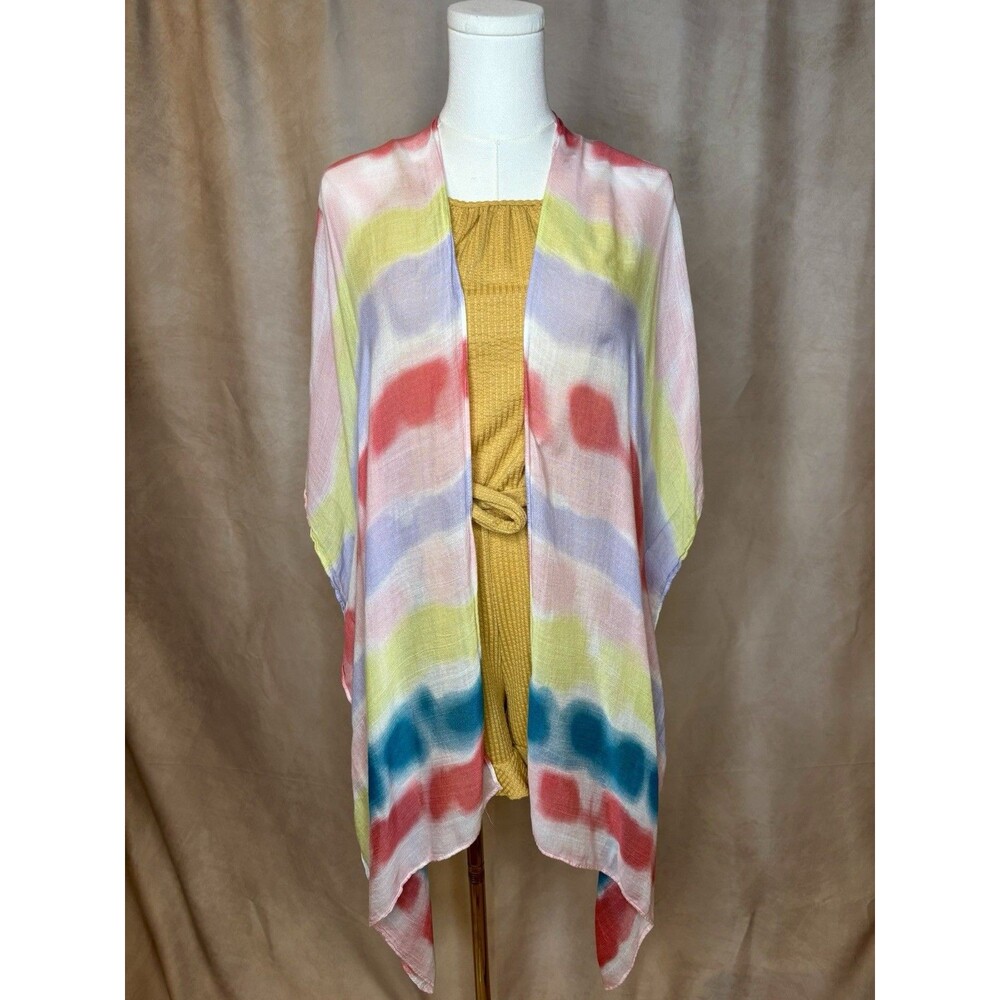 Quagga Green Label Rainbow Tie Dye Kimono Duster One Size
